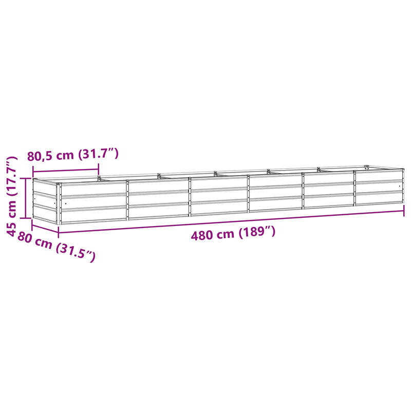 Planter Light Grey 480 x 80 x 45 cm Steel