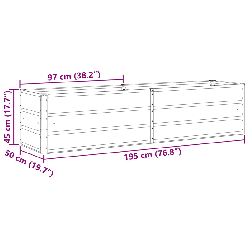 Planter Light Grey 480 x 50 x 45 cm Galvanised Steel