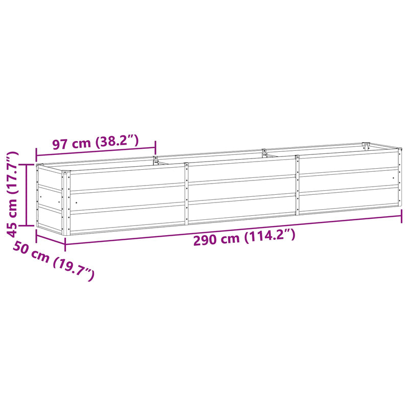 Planter Light Grey 480 x 50 x 45 cm Galvanised Steel