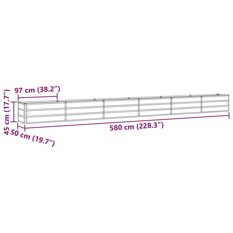 Planter Light Grey 480 x 50 x 45 cm Galvanised Steel