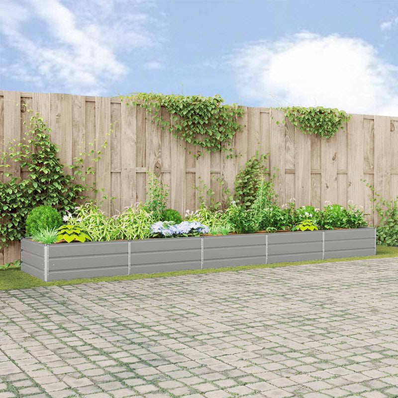 Planter Light Grey 195 x 100 x 45 cm Galvanised Steel