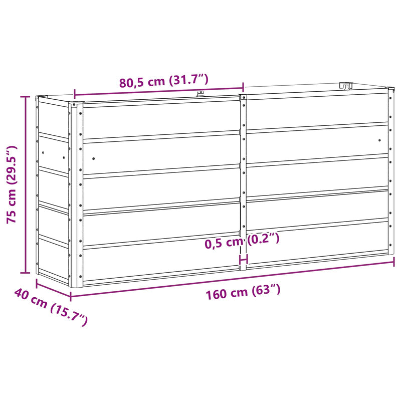 Planter Anthracite 160 x 40 x 75 cm Steel