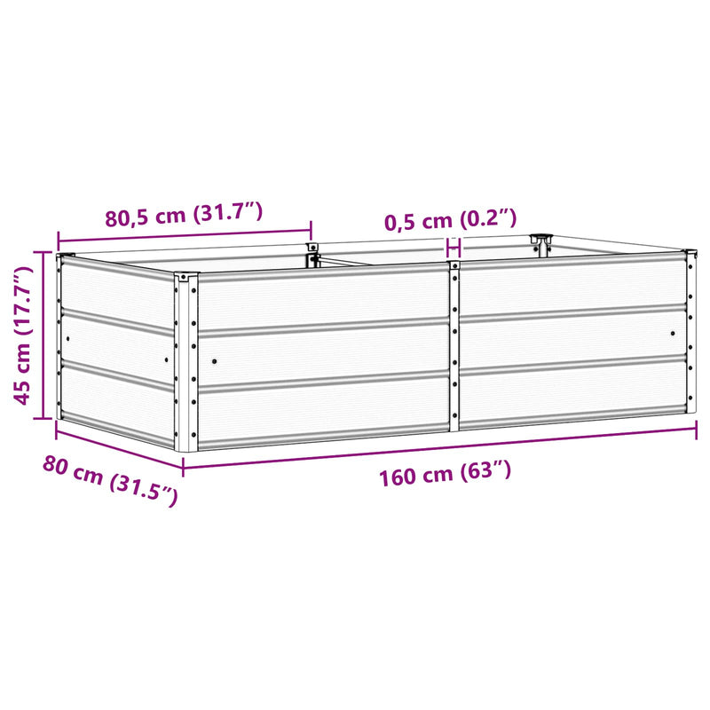 vidaXL Planter Anthracite 160 x 80 x 45 cm Steel