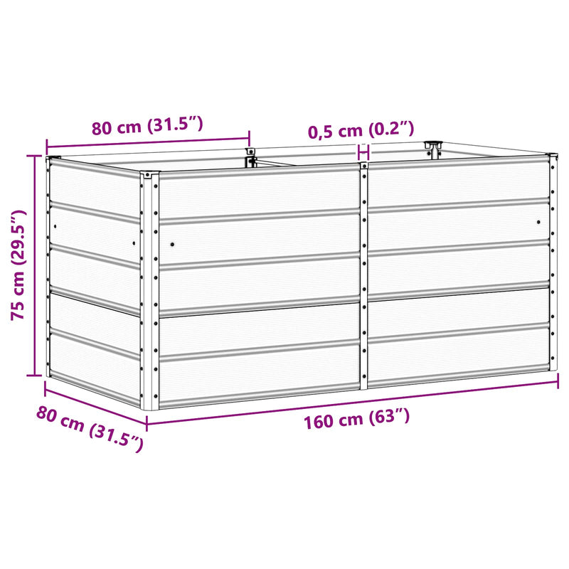 vidaXL Planter Anthracite 160 x 80 x 75 cm Steel