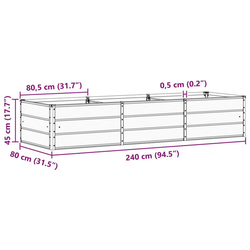 vidaXL Planter Anthracite 240 x 80 x 45 cm Steel