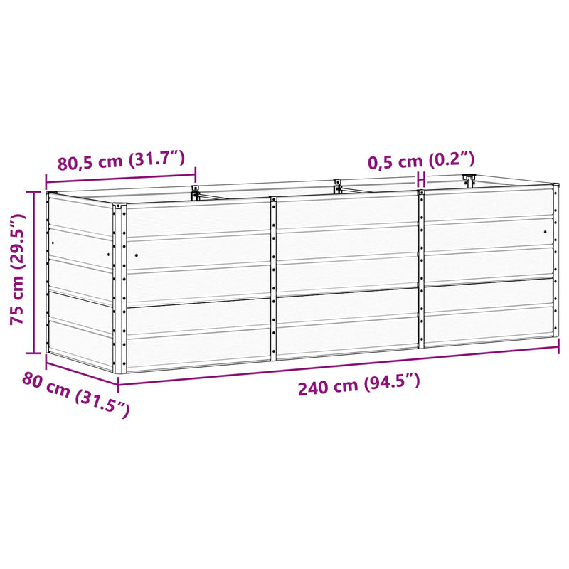Planter Anthracite 240 x 80 x 75 cm Steel