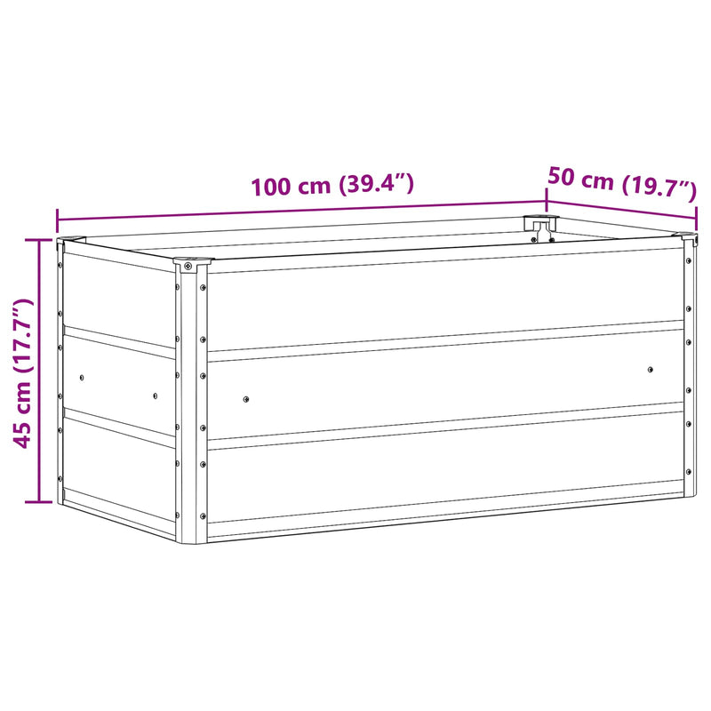 Planter Anthracite 100 x 50 x 45 cm Galvanised Steel