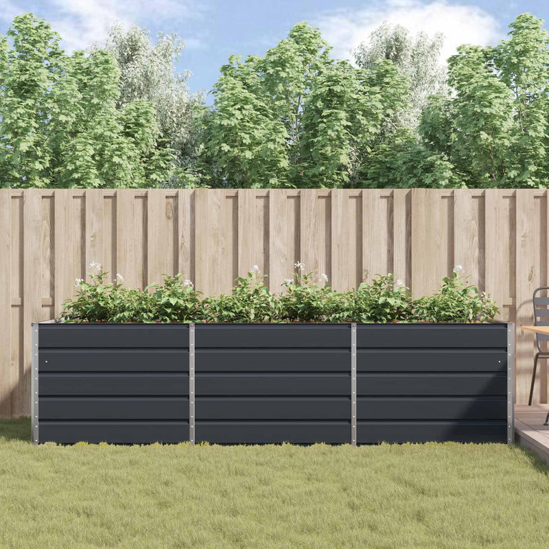 Planter Anthracite 195 x 100 x 45 cm Galvanised Steel