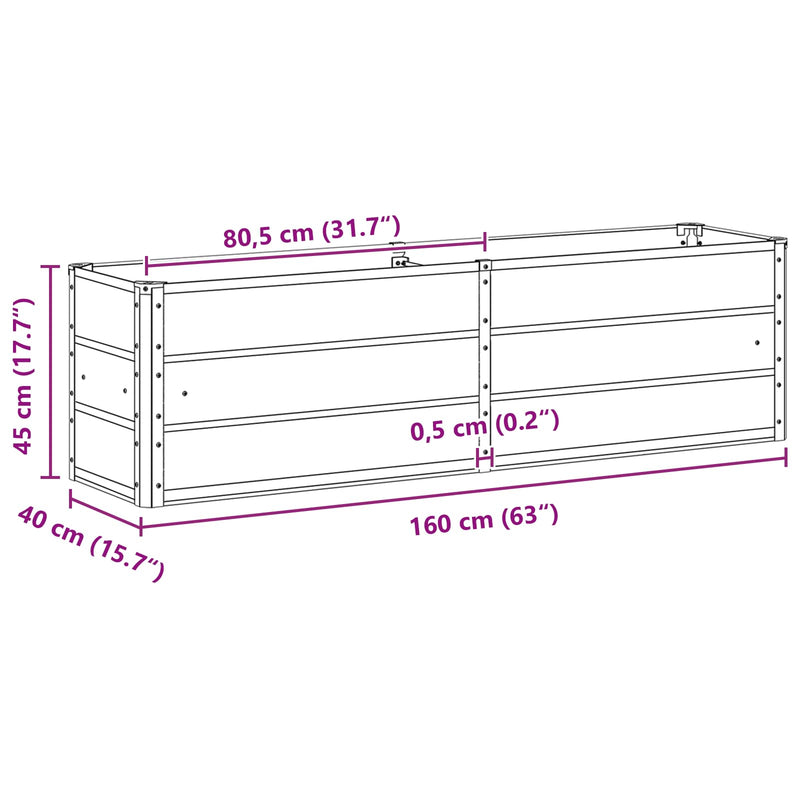 vidaXL Planter Green 160 x 40 x 45 cm Steel