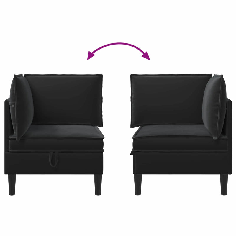 Sofa with Storage Black Velvet