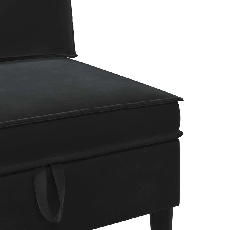 Middle Sofa with Storage Black Velvet