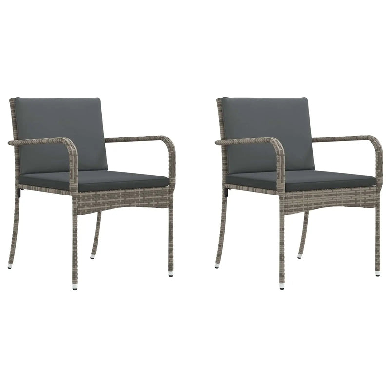 Garden Bistro Set with Cushion 3 pcs Grey Poly Rattan