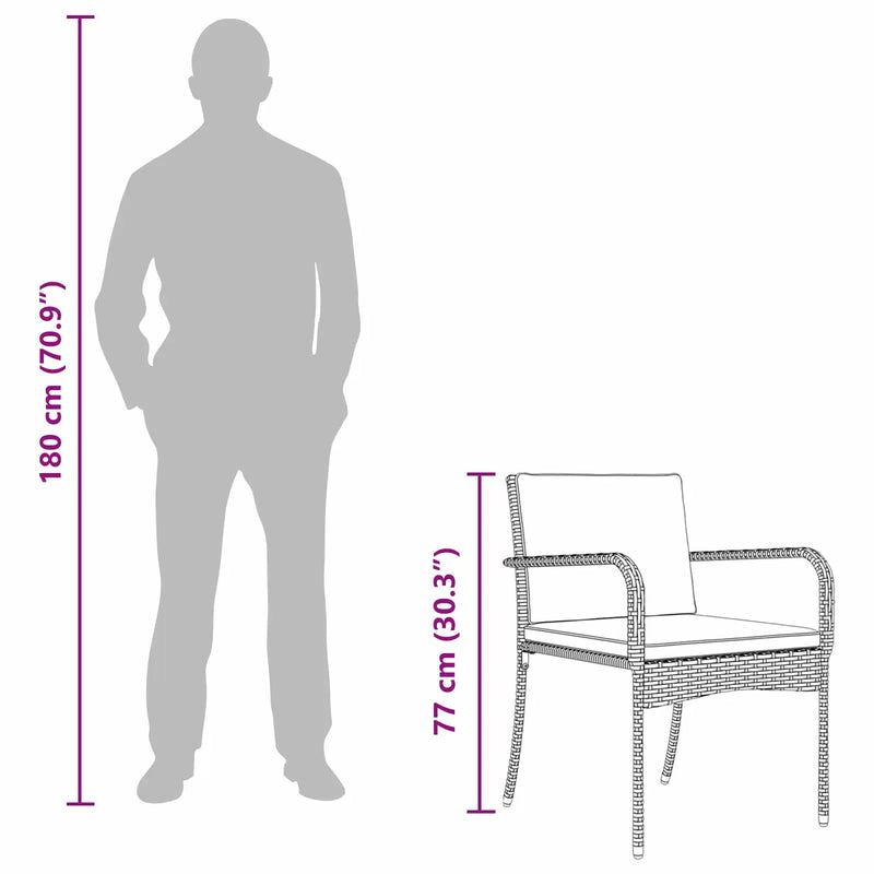 Garden Bistro Set with Cushion 3 pcs Grey Poly Rattan