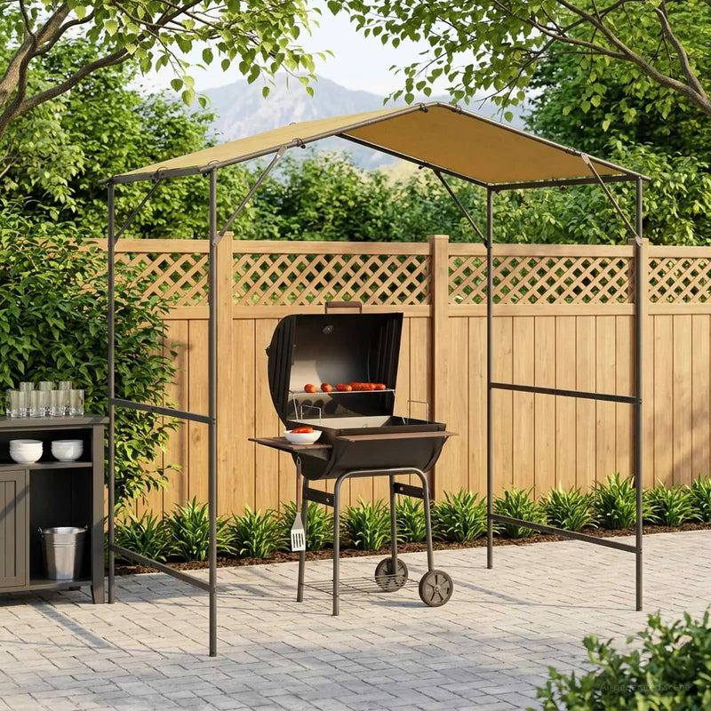 BBQ Gazebo 239.5 x 148 x 233.5 cm Cream
