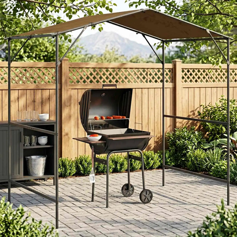 BBQ Gazebo 239.5 x 148 x 233.5 cm Taupe