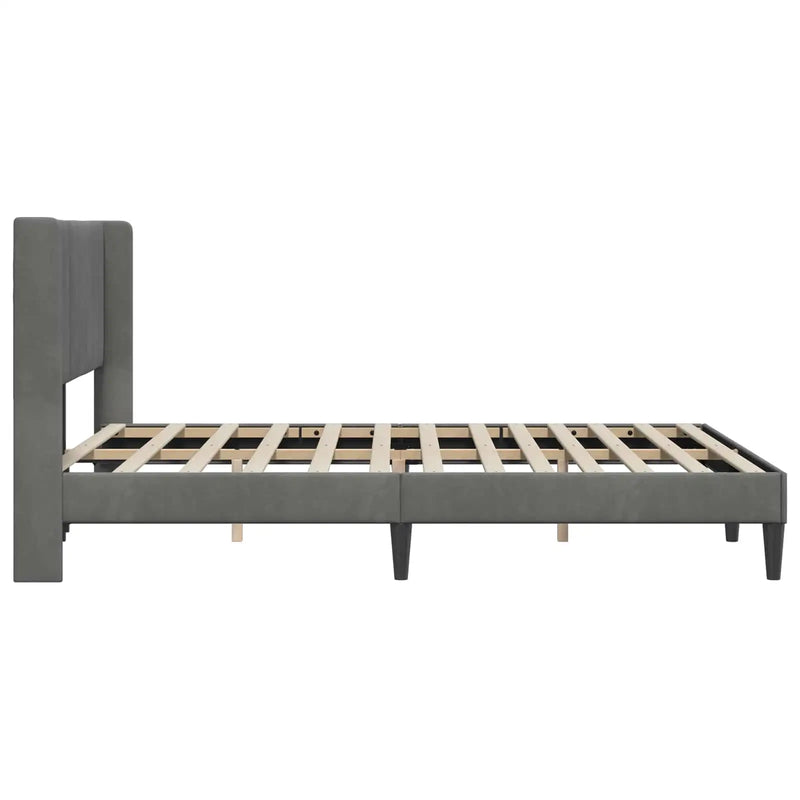 Bed Frame with Headboard Dark Grey Velvet