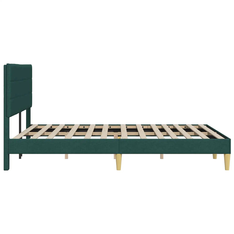 Bed Frame with Headboard Dark Grey Fabric