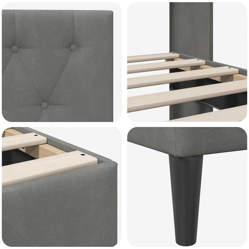 Bed Frame with Headboard Dark Grey Velvet