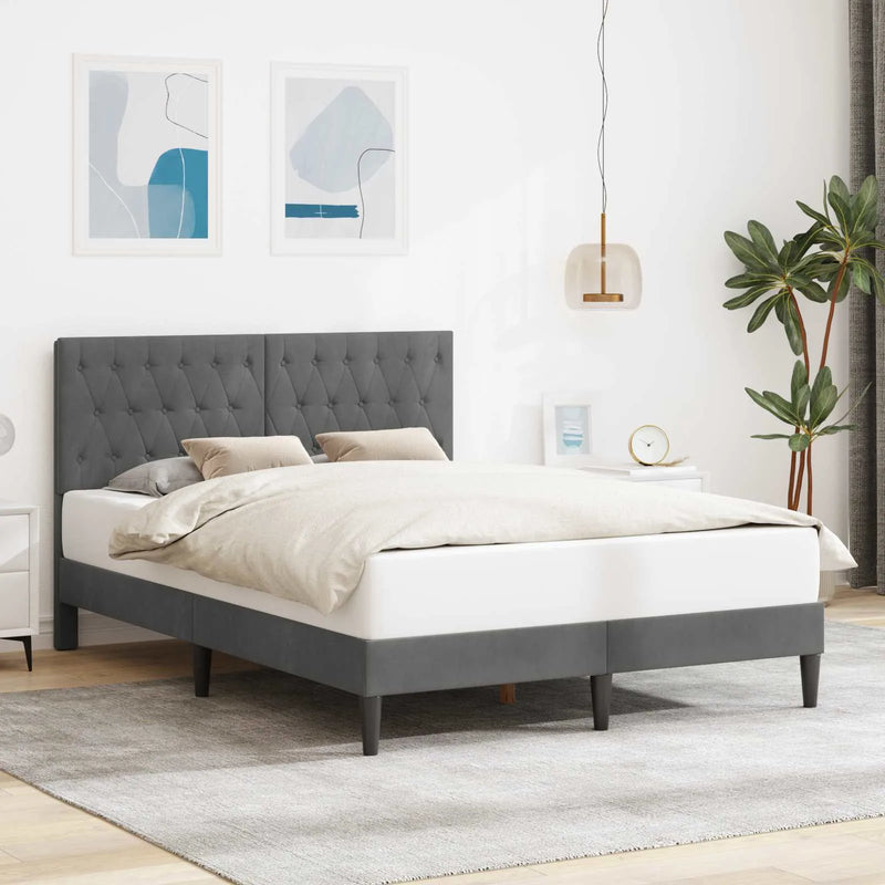 Bed Frame with Headboard Dark Grey Velvet