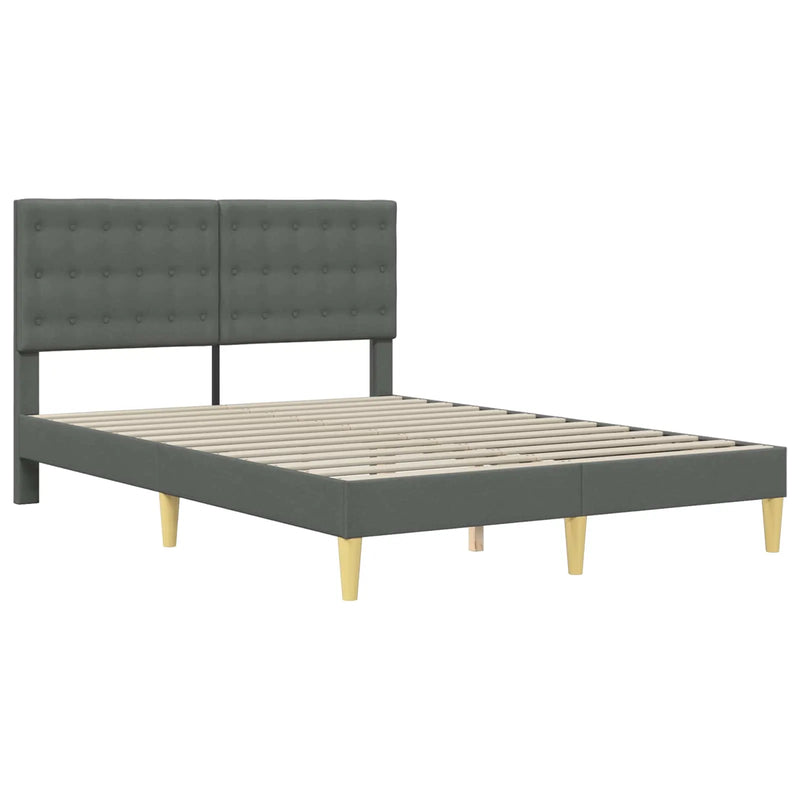 Bed Frame with Headboard Dark Grey Fabric