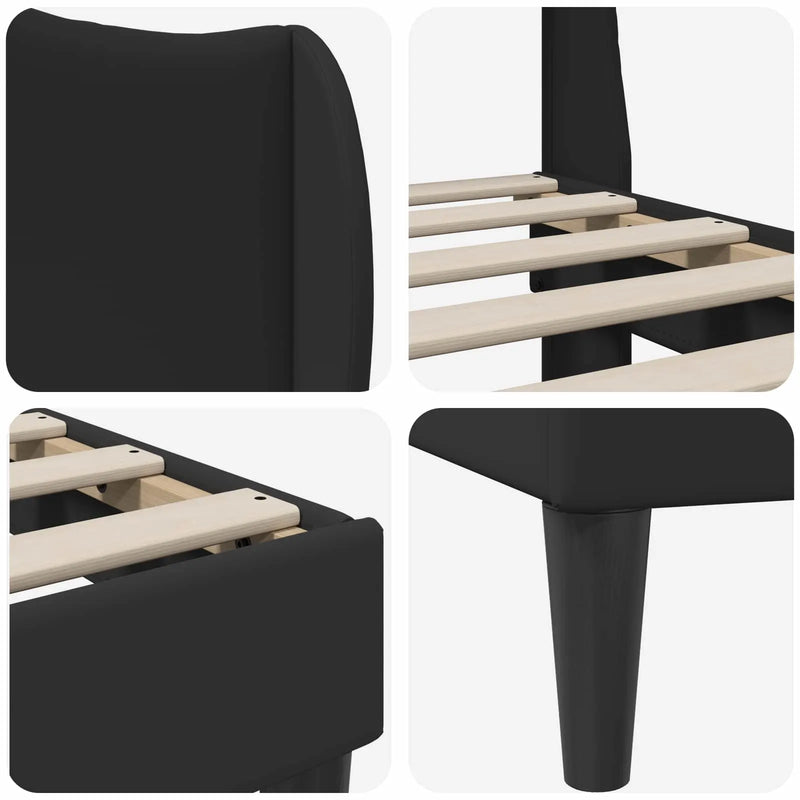 Bed Frame with Headboard Black 153 x 203 cm Faux Leather