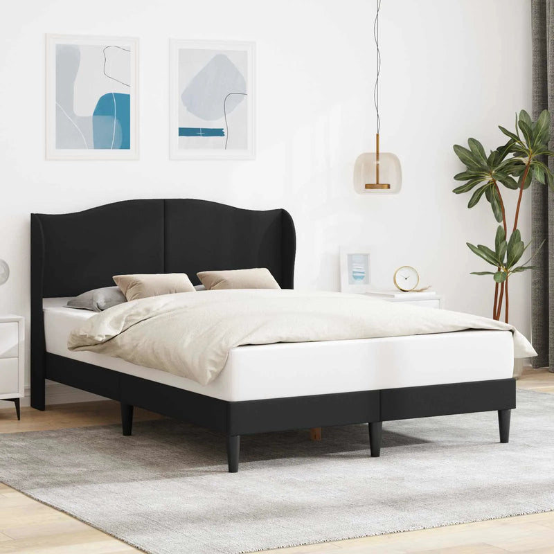Bed Frame with Headboard Black 153 x 203 cm Faux Leather