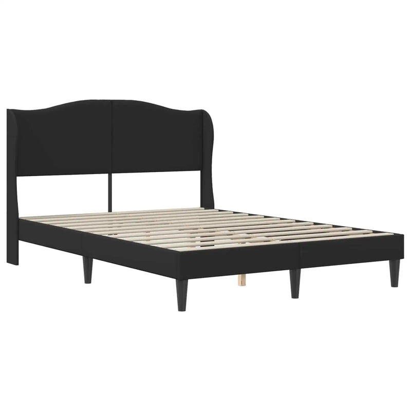 Bed Frame with Headboard Black 153 x 203 cm Faux Leather