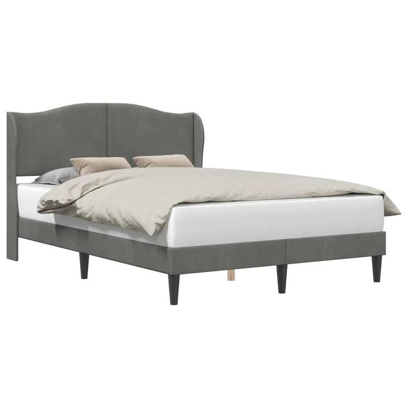 Bed Frame with Headboard Dark Grey 153 x 203 cm Velvet