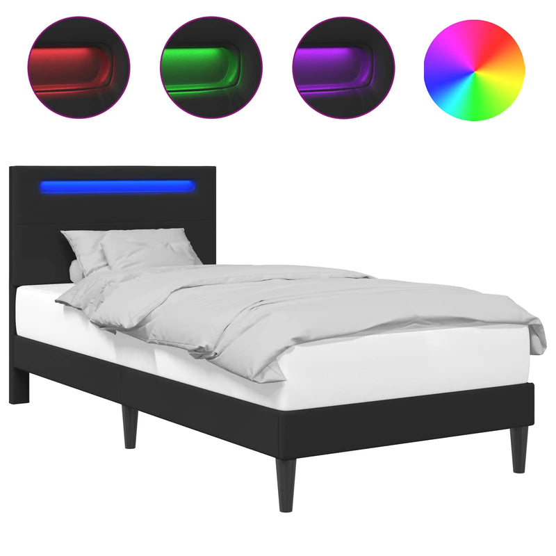 Bed Frame Black 90 x 190 cm Faux Leather