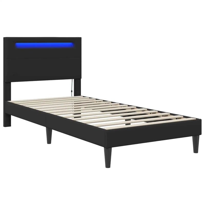 Bed Frame Black 90 x 190 cm Faux Leather