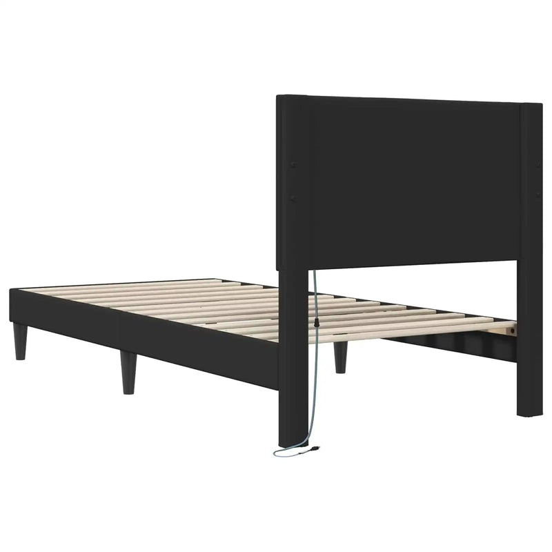Bed Frame Black 90 x 190 cm Faux Leather