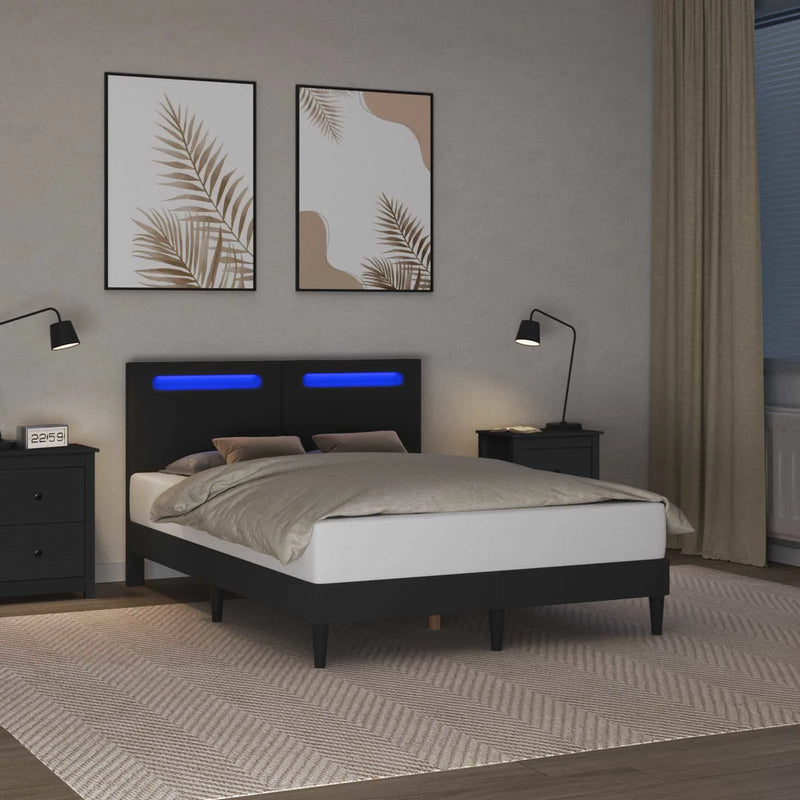 Bed Frame Black 153 x 203 cm Faux Leather