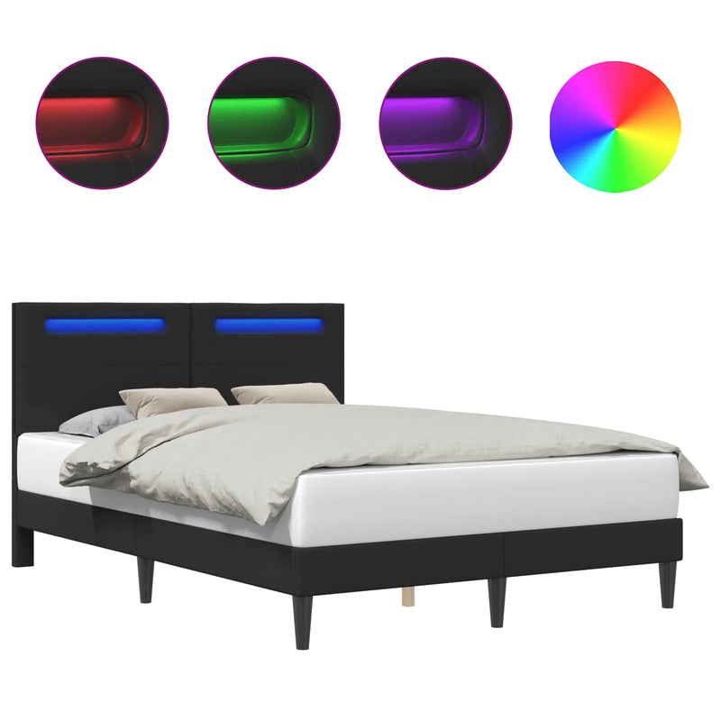 Bed Frame Black 153 x 203 cm Faux Leather