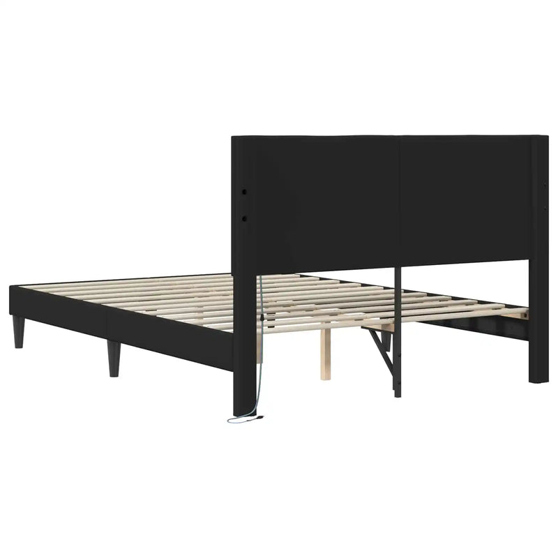 Bed Frame Black 153 x 203 cm Faux Leather
