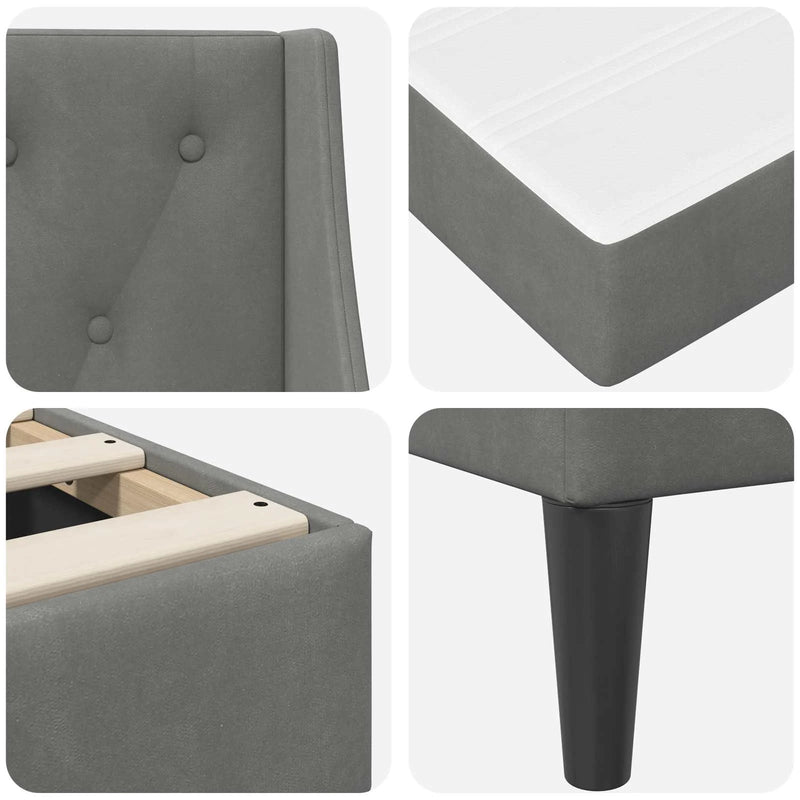 Bed Frame with Mattress with Mattress 2 pcs Dark Grey Velvet