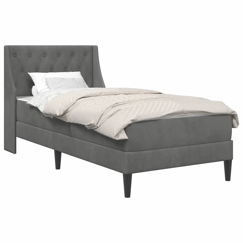 Bed Frame with Mattress with Mattress 2 pcs Dark Grey Velvet