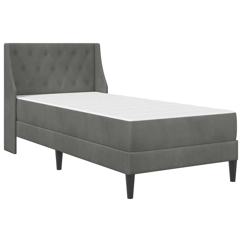Bed Frame with Mattress with Mattress 2 pcs Dark Grey Velvet