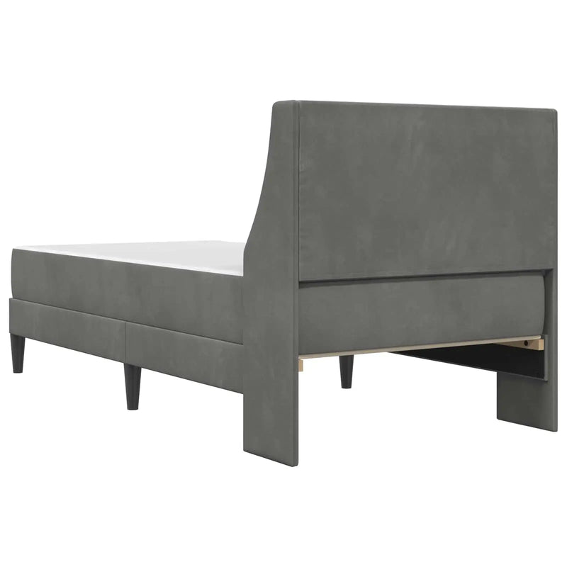 Bed Frame with Mattress with Mattress 2 pcs Dark Grey Velvet