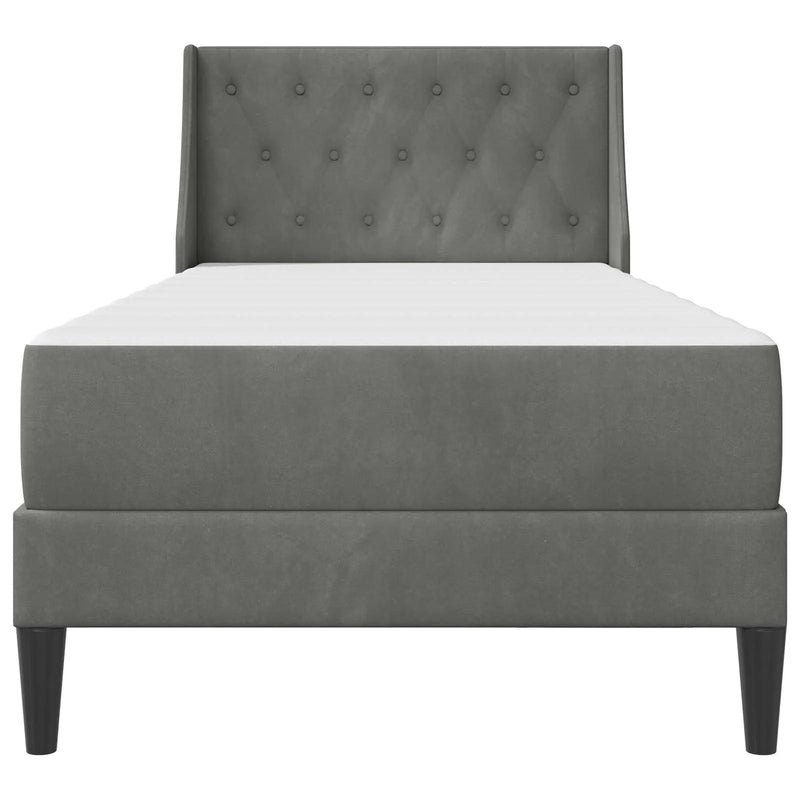 Bed Frame with Mattress with Mattress 2 pcs Dark Grey Velvet