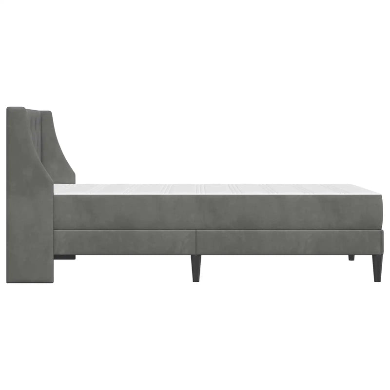 Bed Frame with Mattress with Mattress 2 pcs Dark Grey Velvet