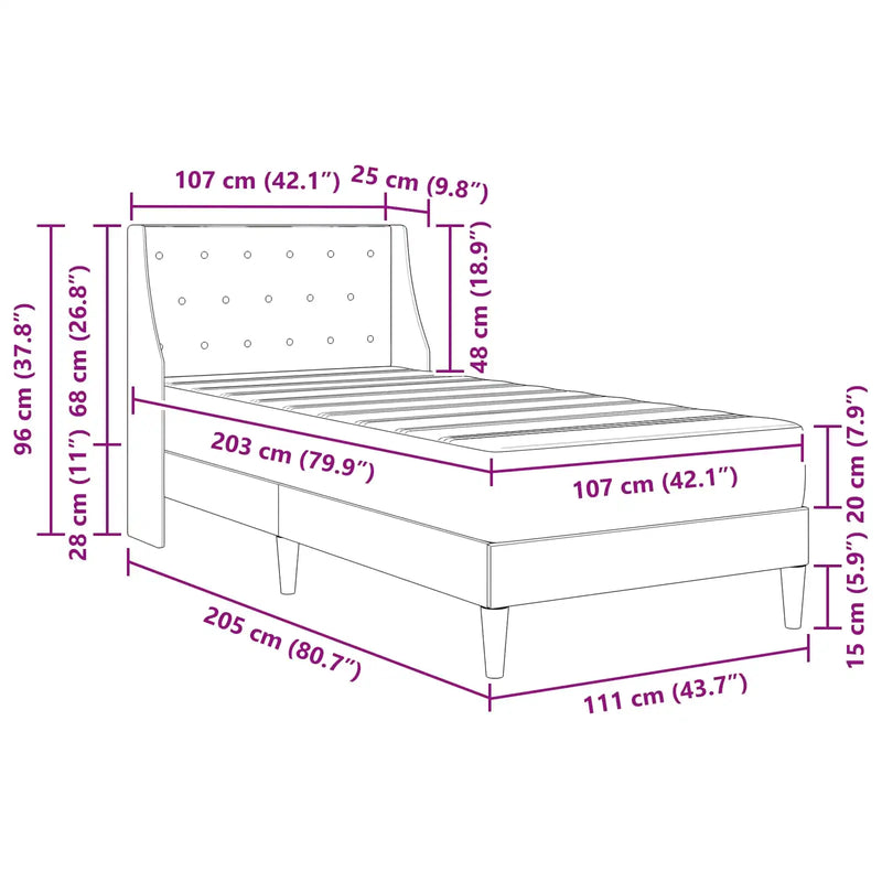 Bed Frame with Mattress with Mattress 2 pcs Dark Grey Velvet