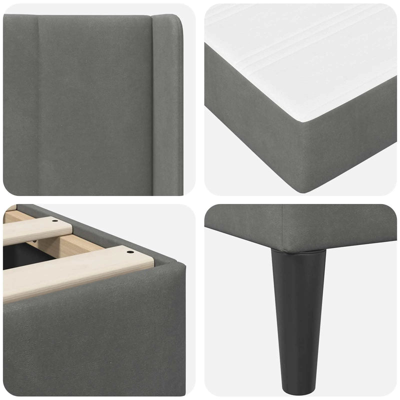 Bed Frame with Mattress 2 pcs Dark Grey 107 x 203 cm Velvet