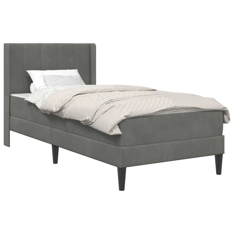 Bed Frame with Mattress 2 pcs Dark Grey 107 x 203 cm Velvet