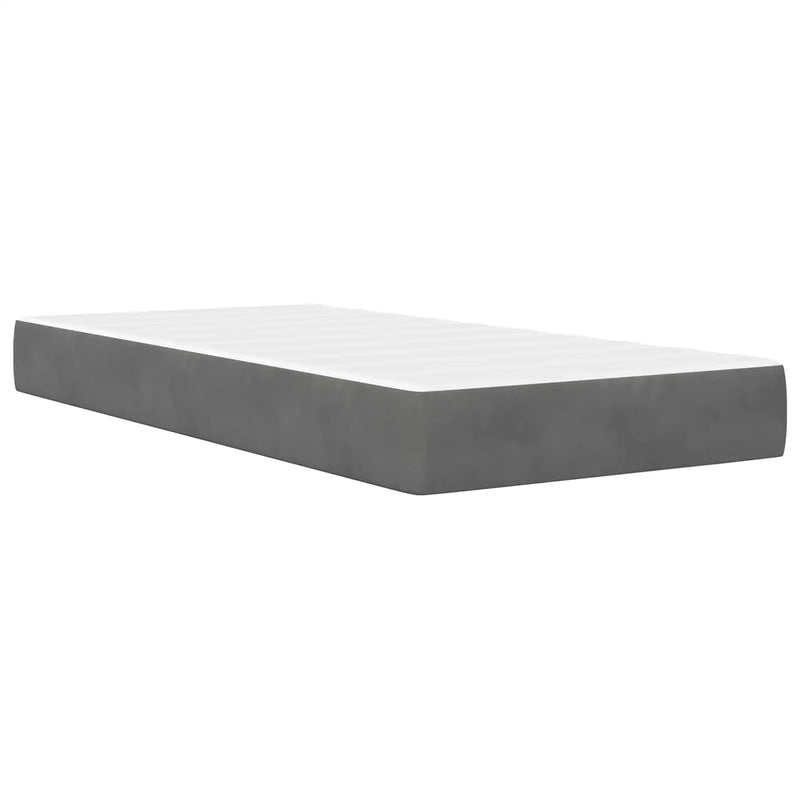 Bed Frame with Mattress 2 pcs Dark Grey 107 x 203 cm Velvet