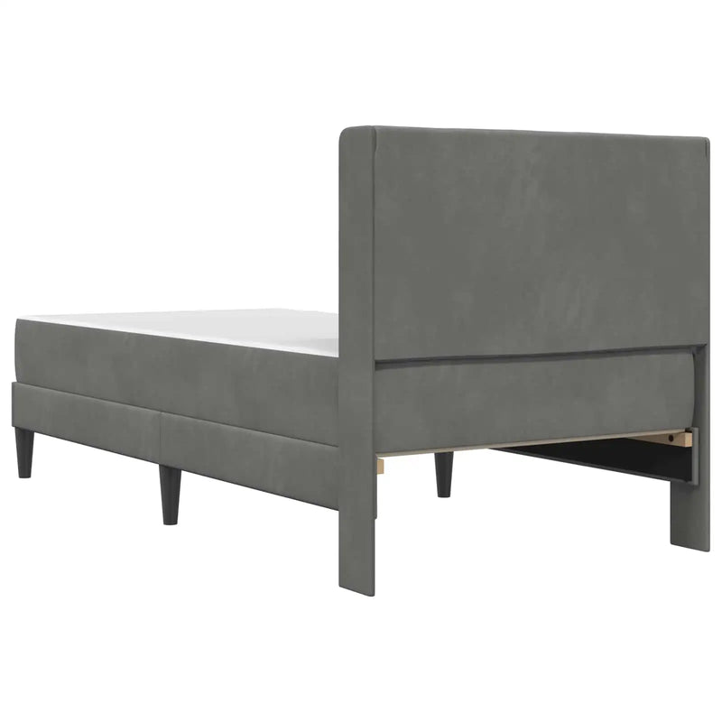 Bed Frame with Mattress 2 pcs Dark Grey 107 x 203 cm Velvet