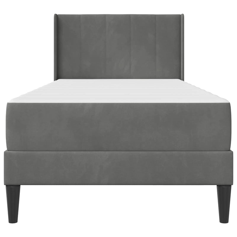 Bed Frame with Mattress 2 pcs Dark Grey 107 x 203 cm Velvet