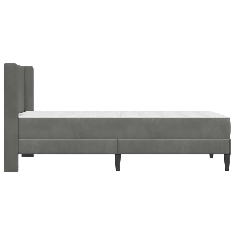 Bed Frame with Mattress 2 pcs Dark Grey 107 x 203 cm Velvet