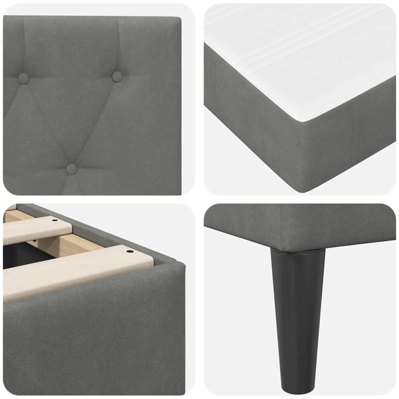 Bed Frame with Mattress Dark Grey 107 x 203 cm Velvet