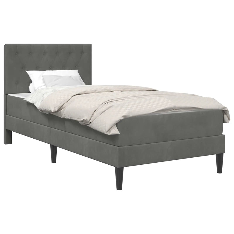 Bed Frame with Mattress Dark Grey 107 x 203 cm Velvet