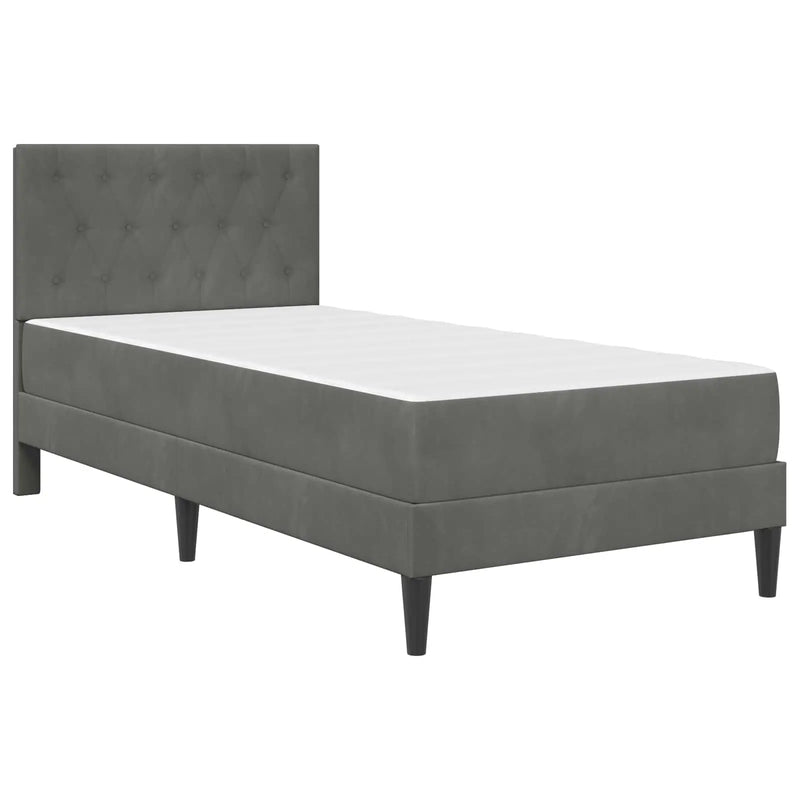Bed Frame with Mattress Dark Grey 107 x 203 cm Velvet